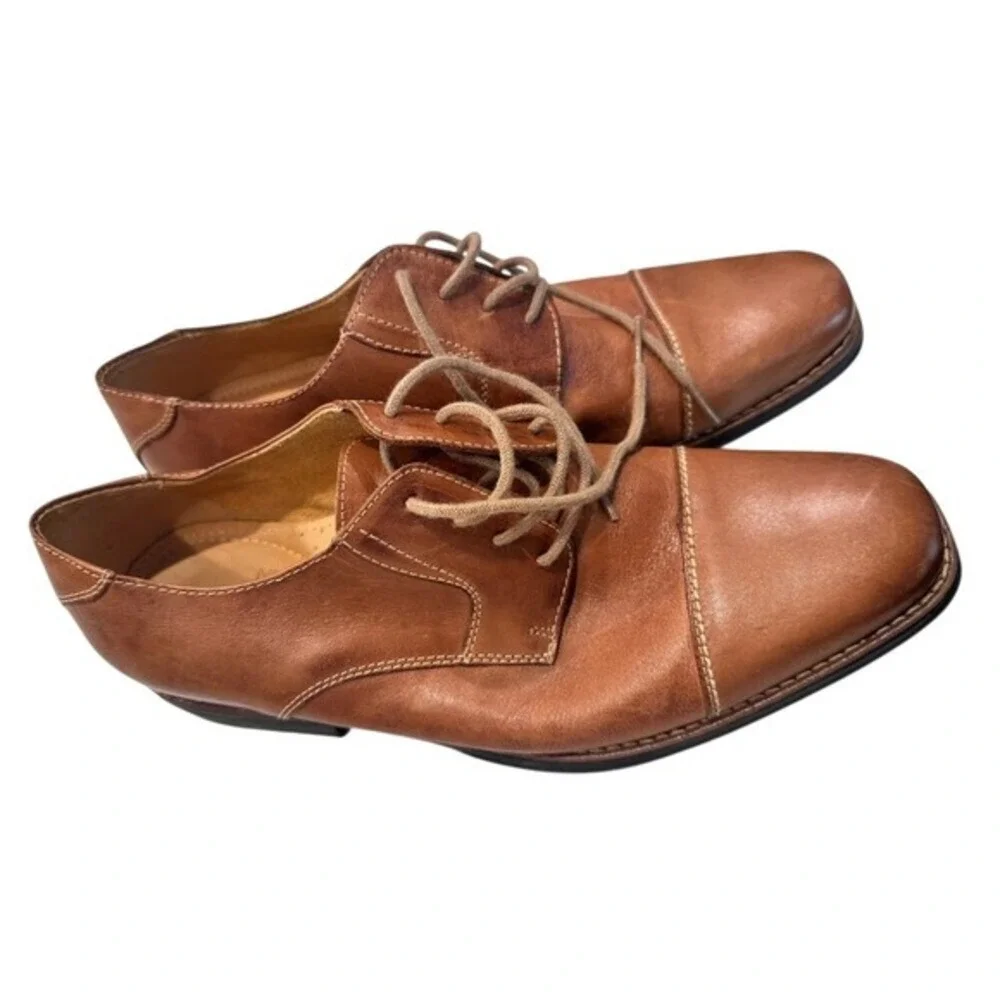 Sandro Moscoloni Mens Tan Brown Leather Cap Toe Oxford Shoes 17763 Size 11.5‎ M